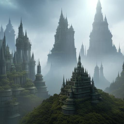 Epic Medieval Forest City in Sunlight