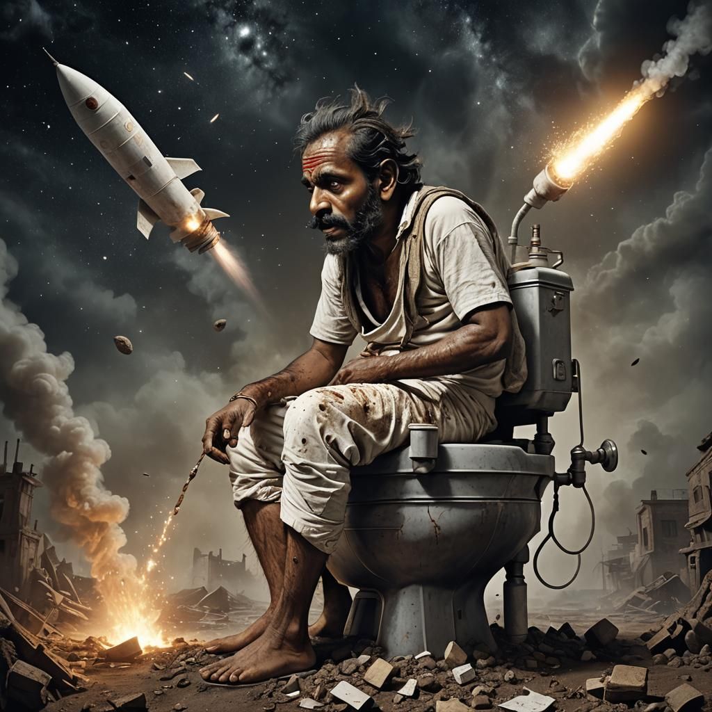 Surreal Toilet Rocket Flies Through Space