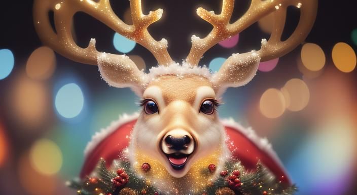 Hyperrealistic Hipster Deer Laughs in Fluid Art Style
