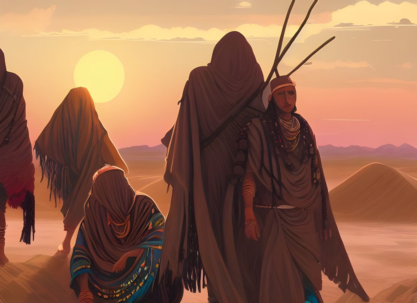 Desert Nomads Artwork in Digital Painting Style