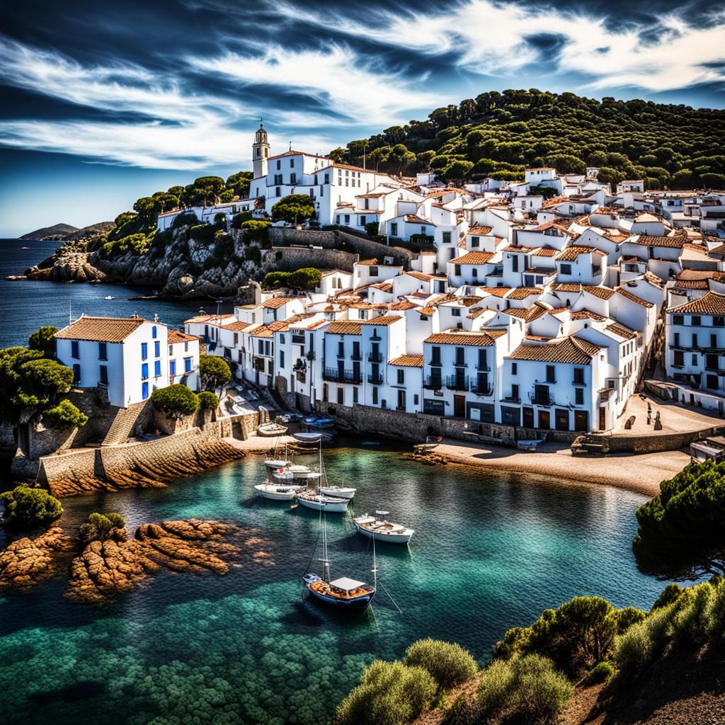 Hyperrealistic Cadaqués in Cinematic Lighting