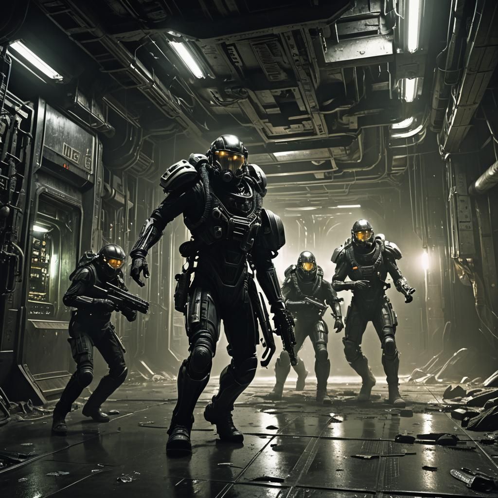 MTF Breaching Door in Gritty Sci-Fi Facility