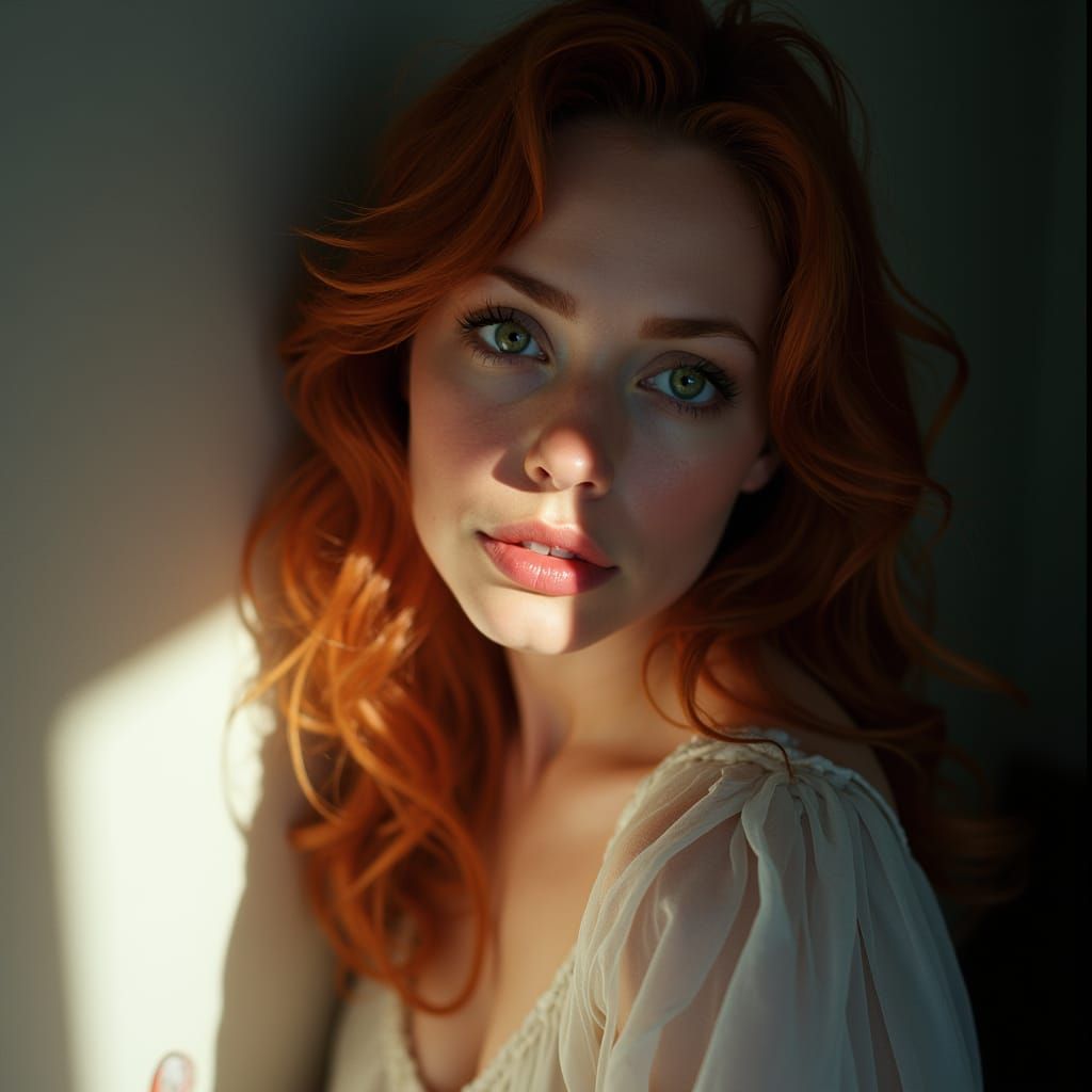 Sensual Redhead Woman in Ethereal Light