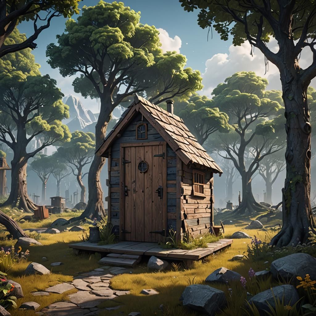 Minimalist Corporate Outhouse in Detailed Matte Painting