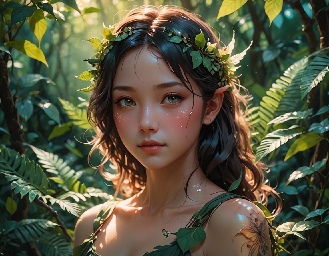 Anime Fairy with Delicate Wings Digital Painting