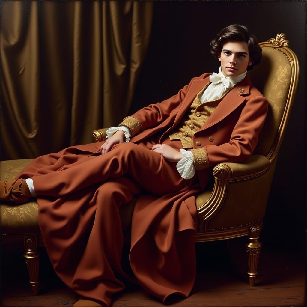 Ethereal Regency Gentleman in Chiaroscuro Oil Painting