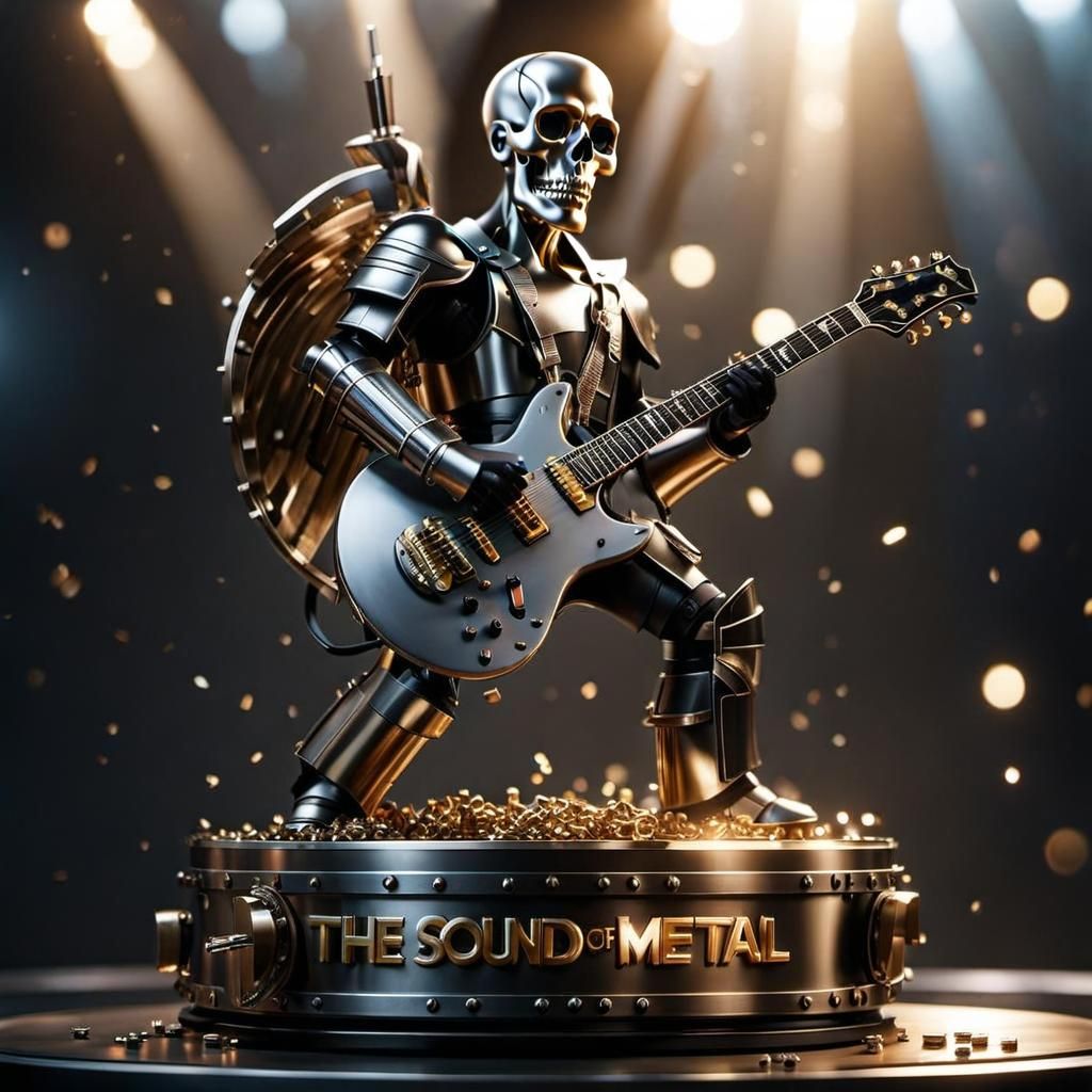 Hyperrealistic Metal Head Depicting Sound of Metal