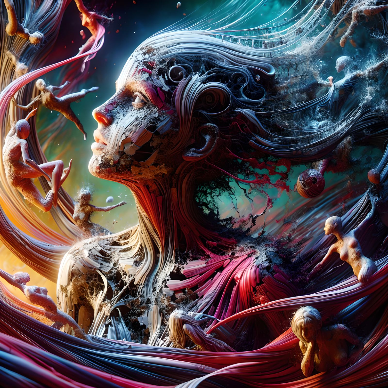 Fractured Dreams: A Surreal Biomechanical Portrait