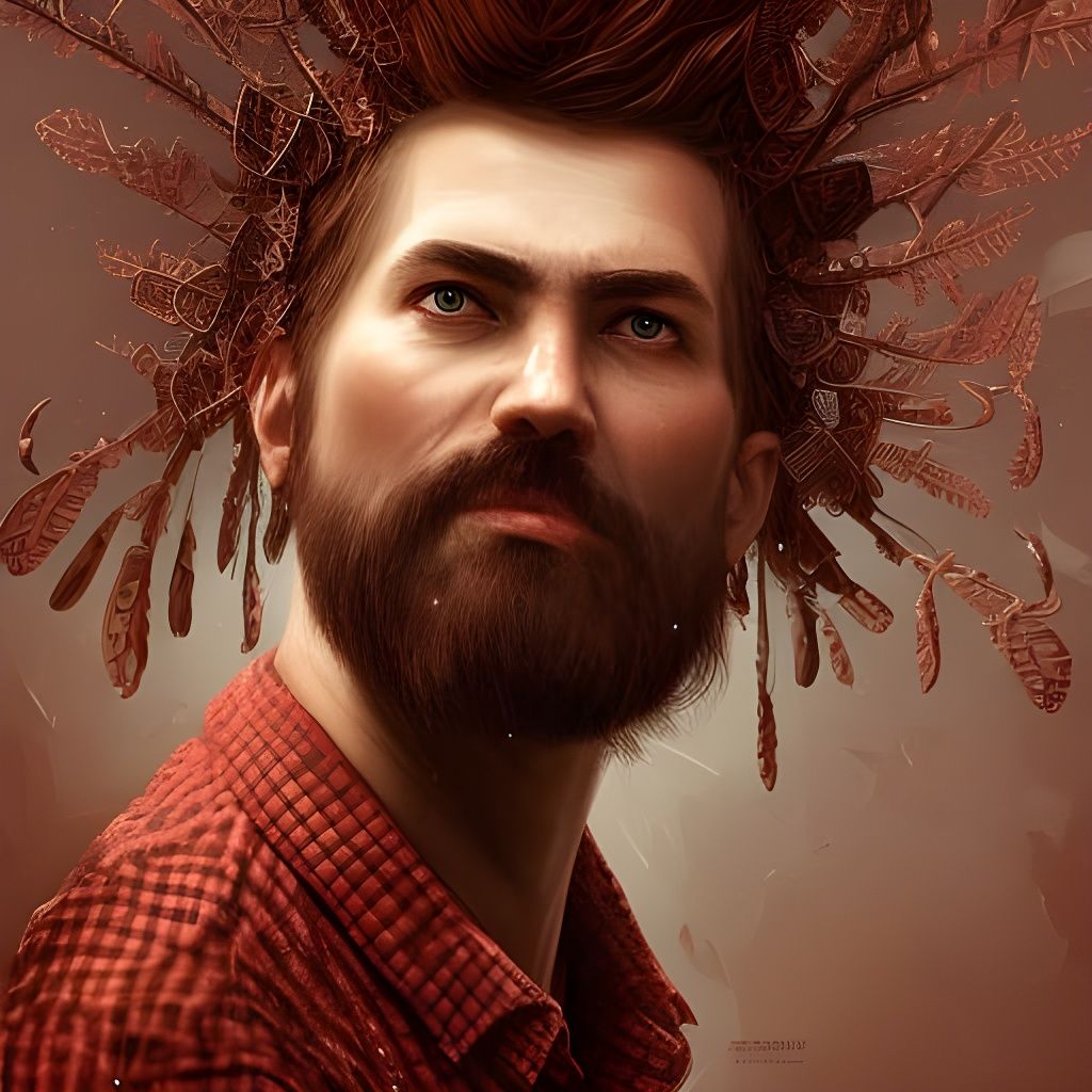 Fierce Lumberjack Warrior Portrait in Hyperdetailed Realism