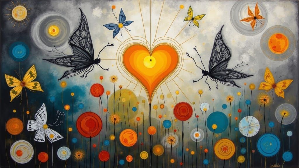 Butterflies with Geometric Wings in Klimt Style