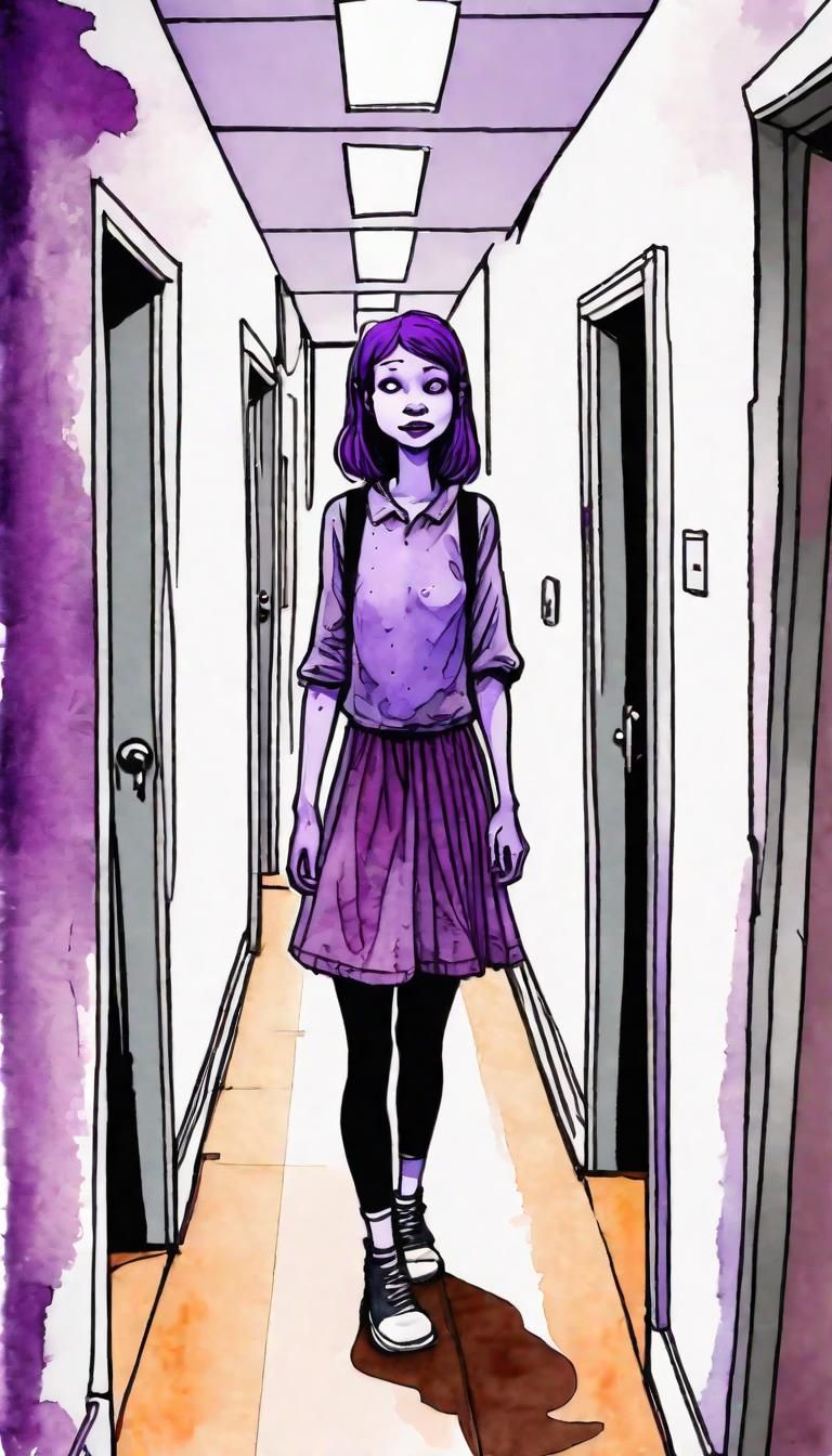 Friendly Transparent Purple Girl in Comic Art Style