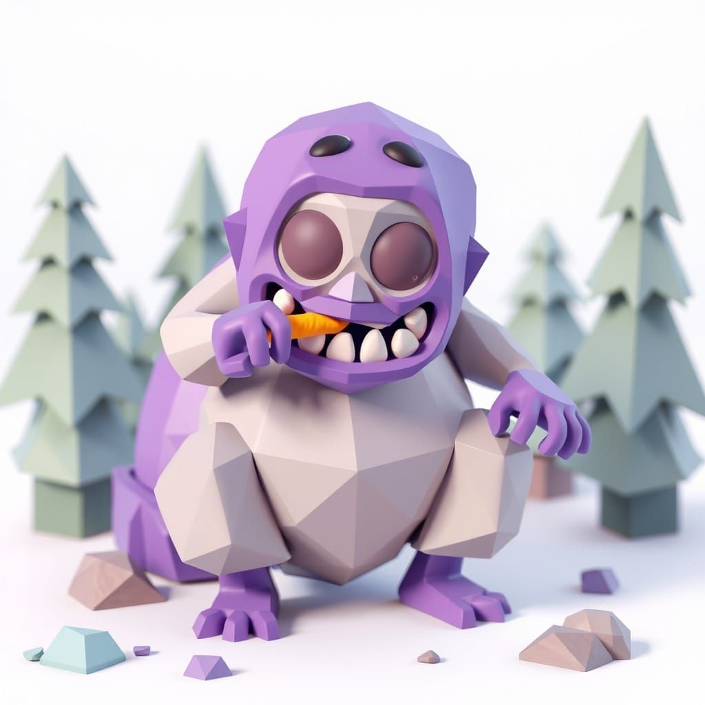 Low Poly Purple People Eater Illustration