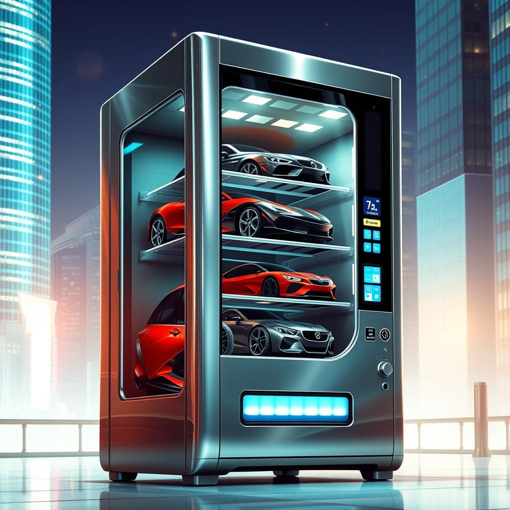 Futuristic Vending Machine Dispensing Luxury Cars