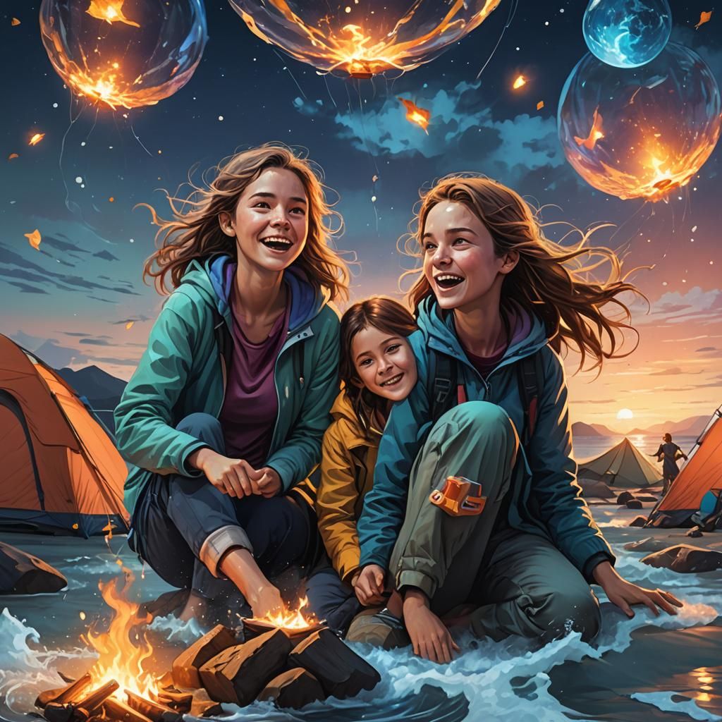Ocean Hygge Camping Trip with Siblings at Night
