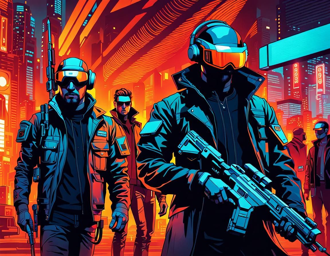 High-Tech Vigilantes in Dystopian Cyberpunk Art