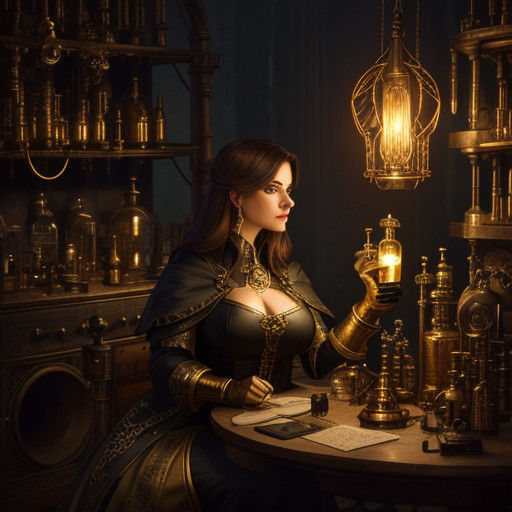 Enchanting Steampunk Alchemist in Earthy Tones