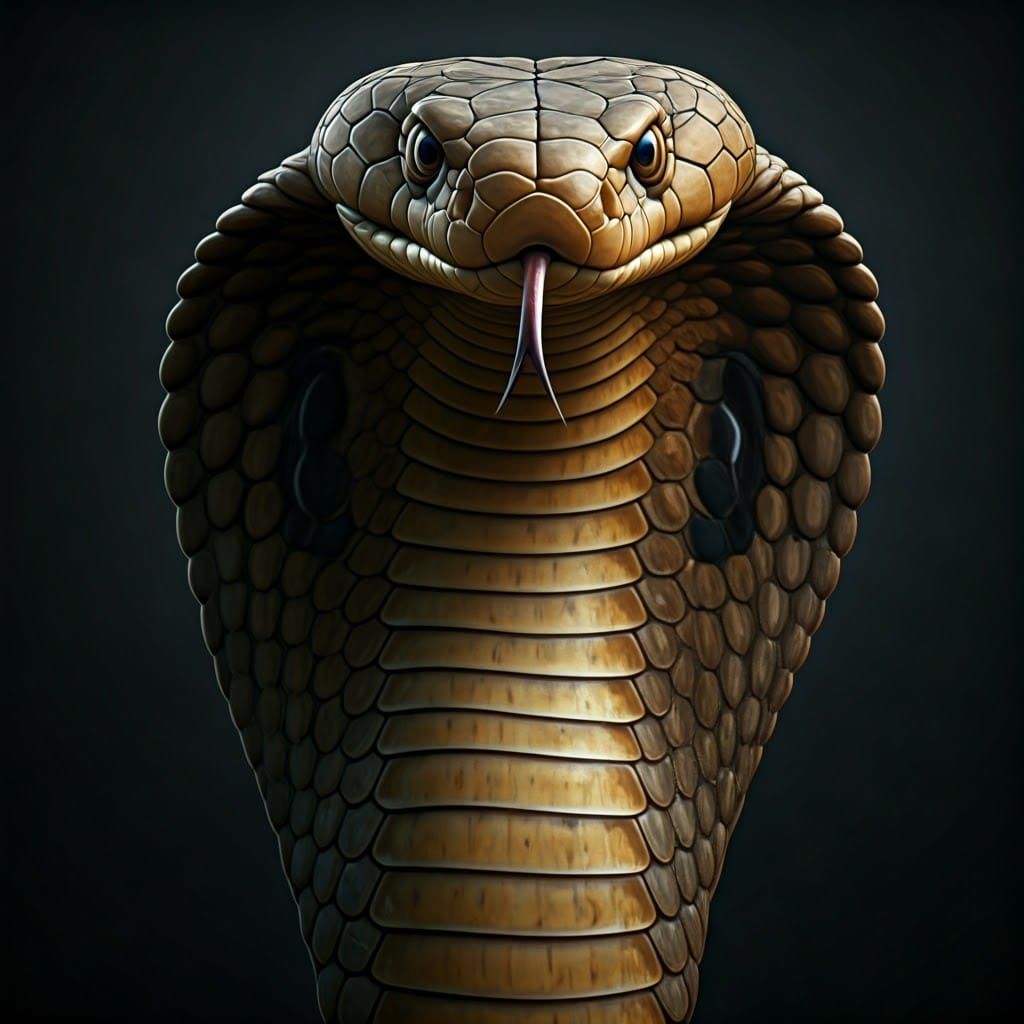Menacing King Cobra About to Strike