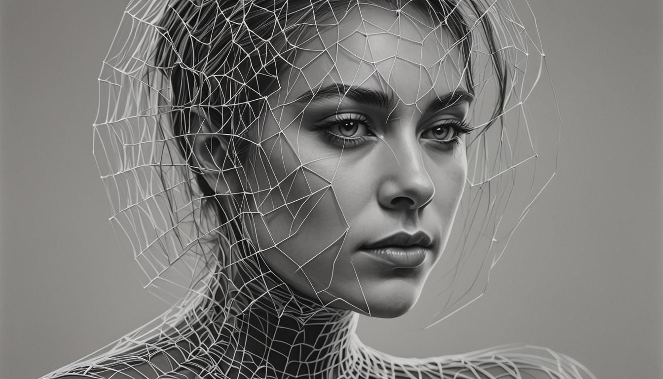 Op Art Spider Portrait with Geometric Strings