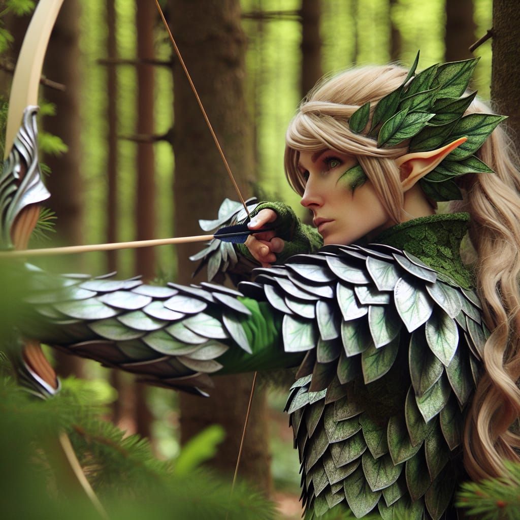 Wood Elf Archer in Forest Action Shot