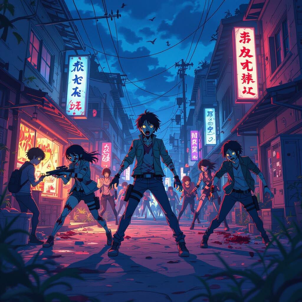 Intense Rablox Zombie Outbreak in Anime Style