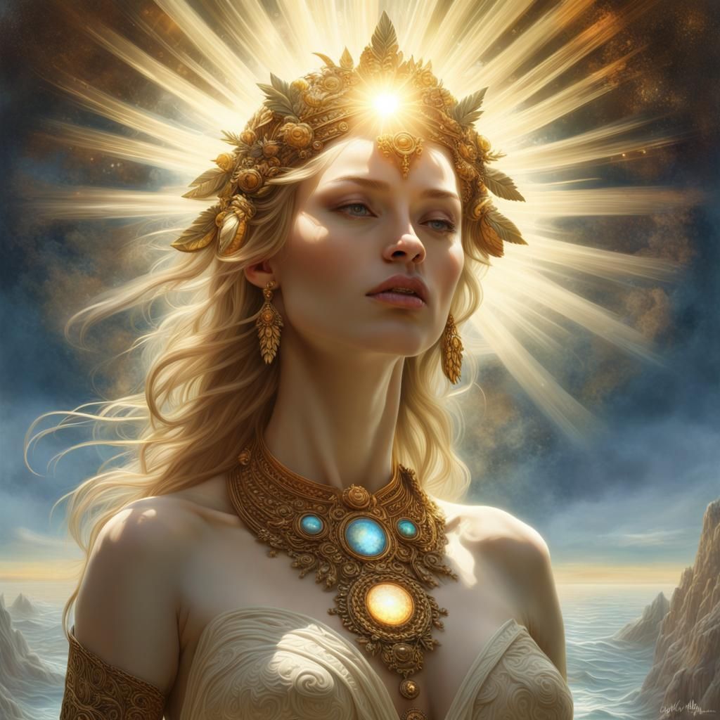 Mystical Goddess of Light: Transcendent 3D Portrait
