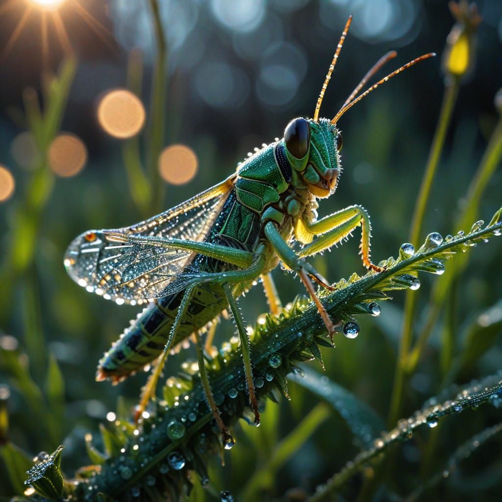 Grasshopper in Vibrant Macro Photography