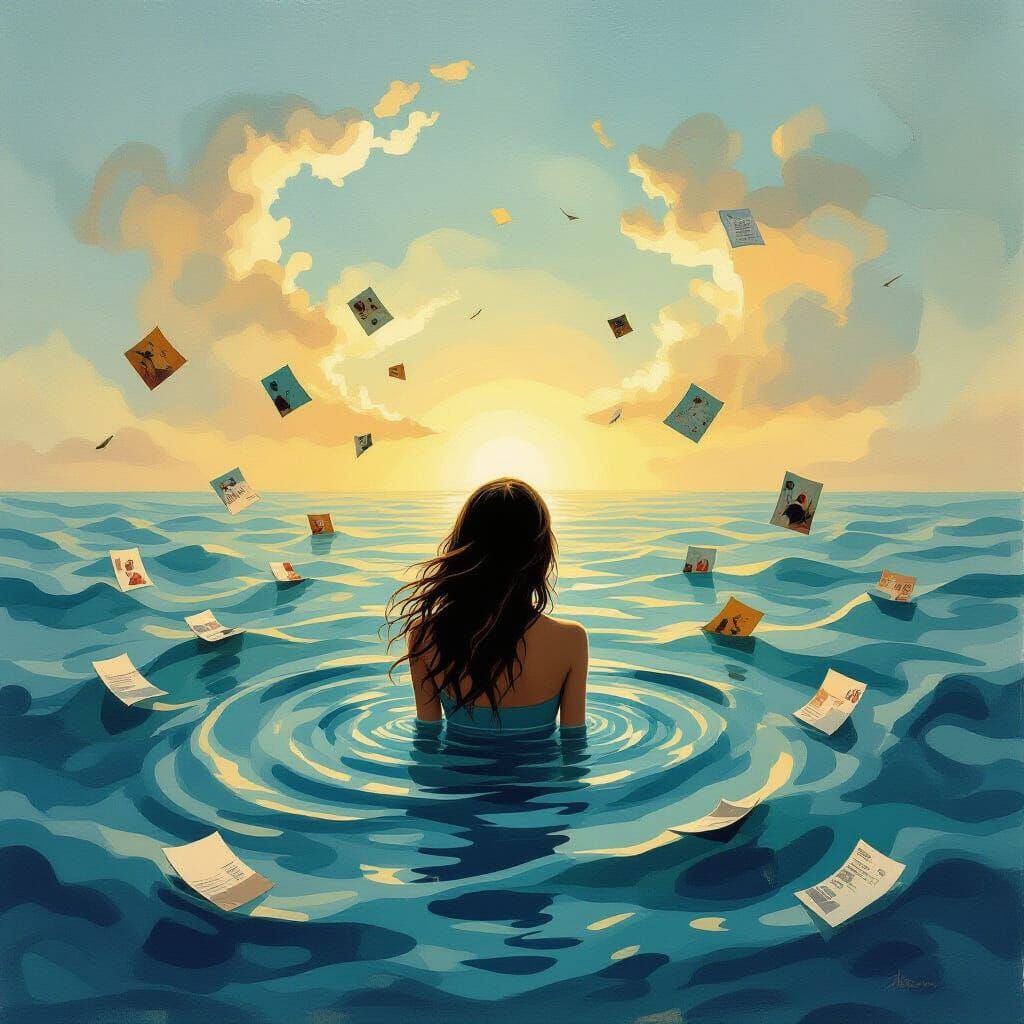 Surreal Dreamscape: Woman in Melting Landscape