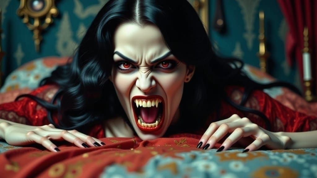 Sinister Vampire Woman in Retro Fine-Art Photography