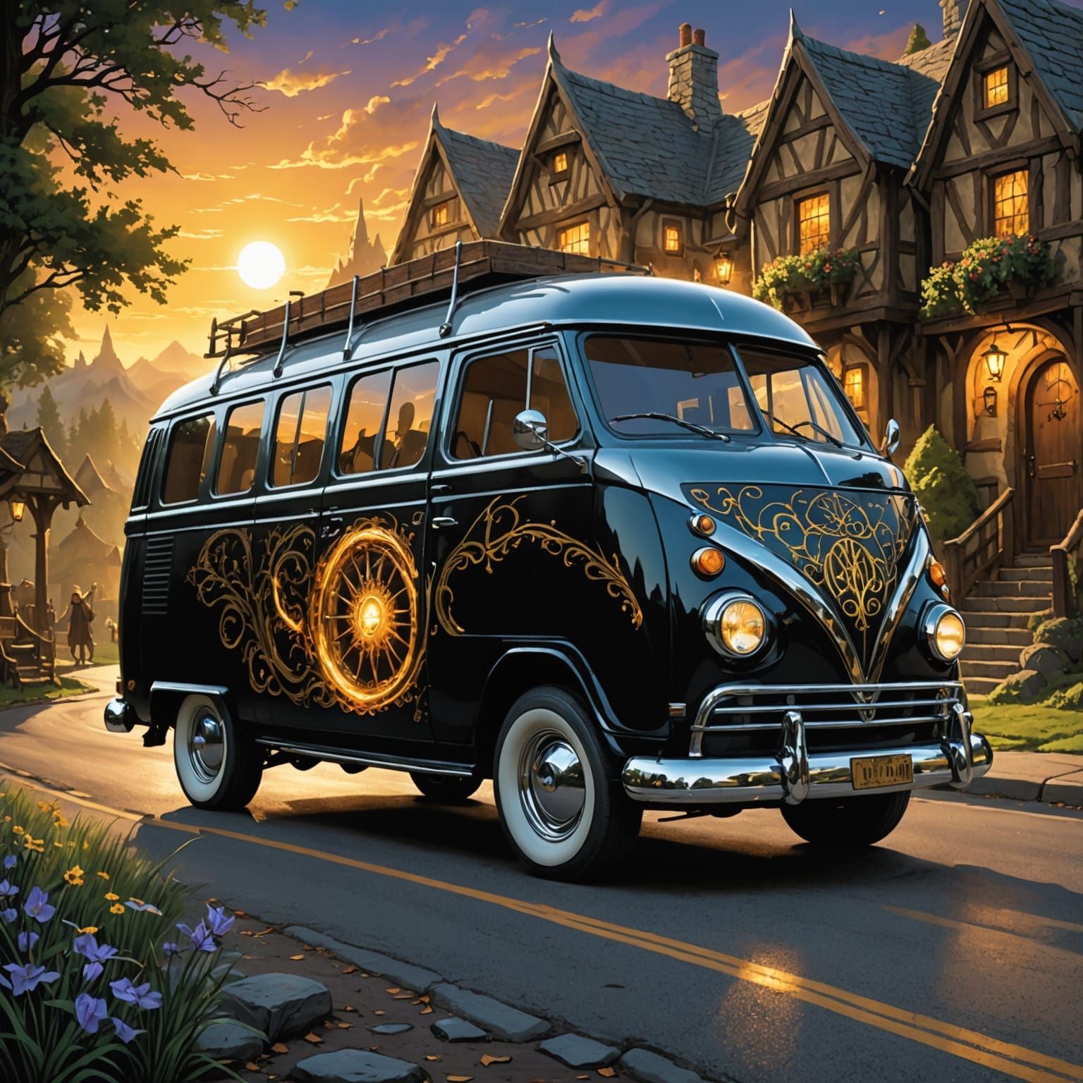 Lord of the Rings Mural on Vintage Van