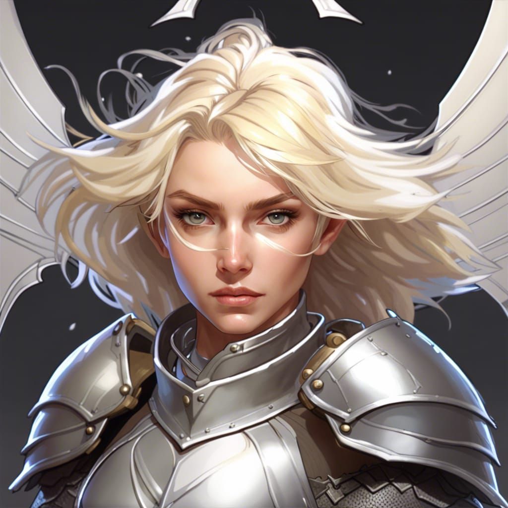 Silver-Blonde Knight Portrait in Art Nouveau Style