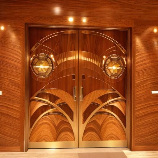 Art Deco Design with Wood Grain and Metallic Accents