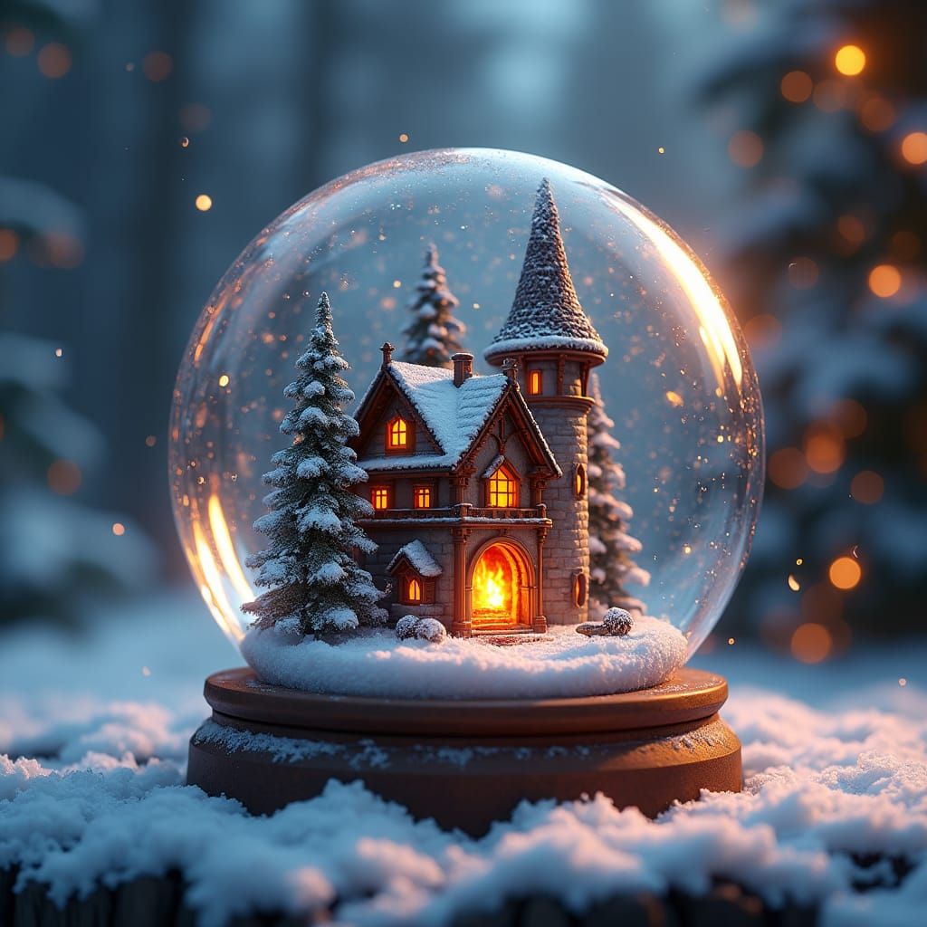Enchanting Snow Globe Castle: Fantasy Concept Art