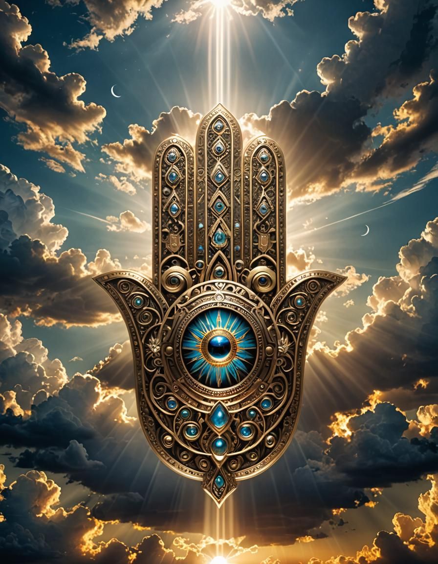 Celestial Hamsa in Heavenly Sunbeams