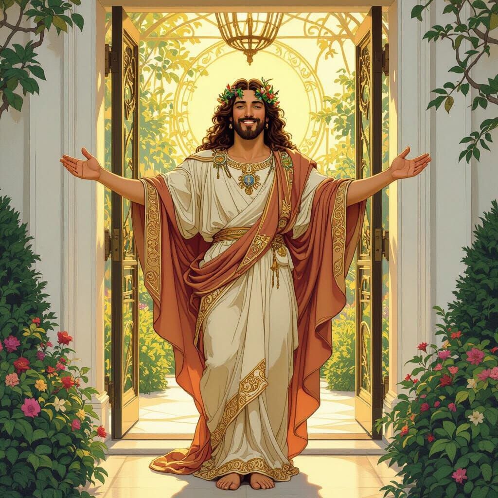 Dionysus Welcomed at the White House, Art Nouveau Style