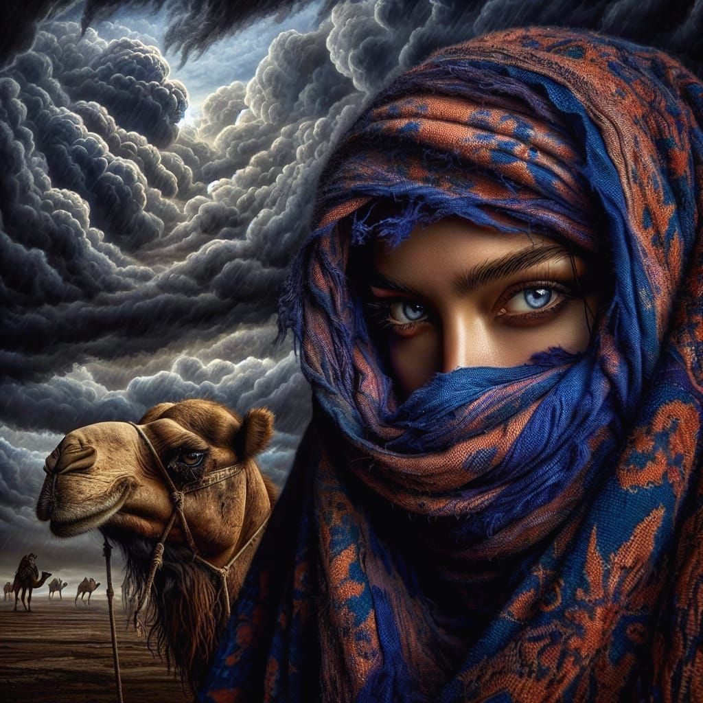 Egyptian Nomad Woman in Rembrandt Lighting