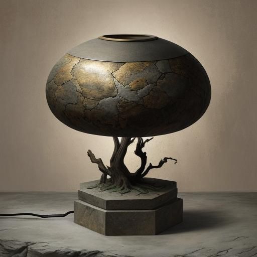 Surreal Protomouse Lamp in Mixed Media Style