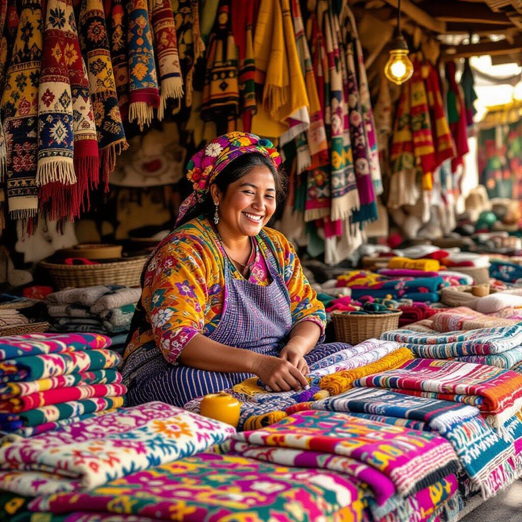 Smiling Vendor at Vibrant Native Market