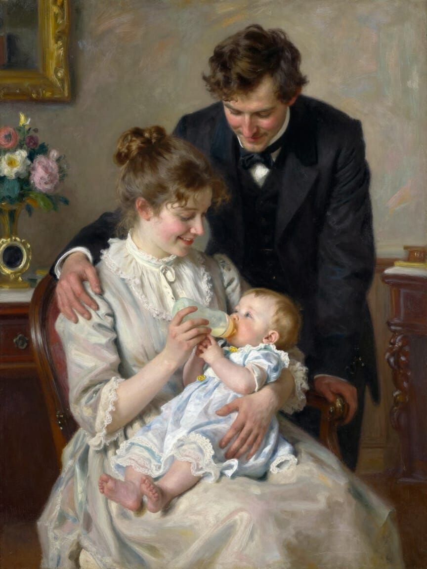 Victorian Family Portrait in Impressionist Style