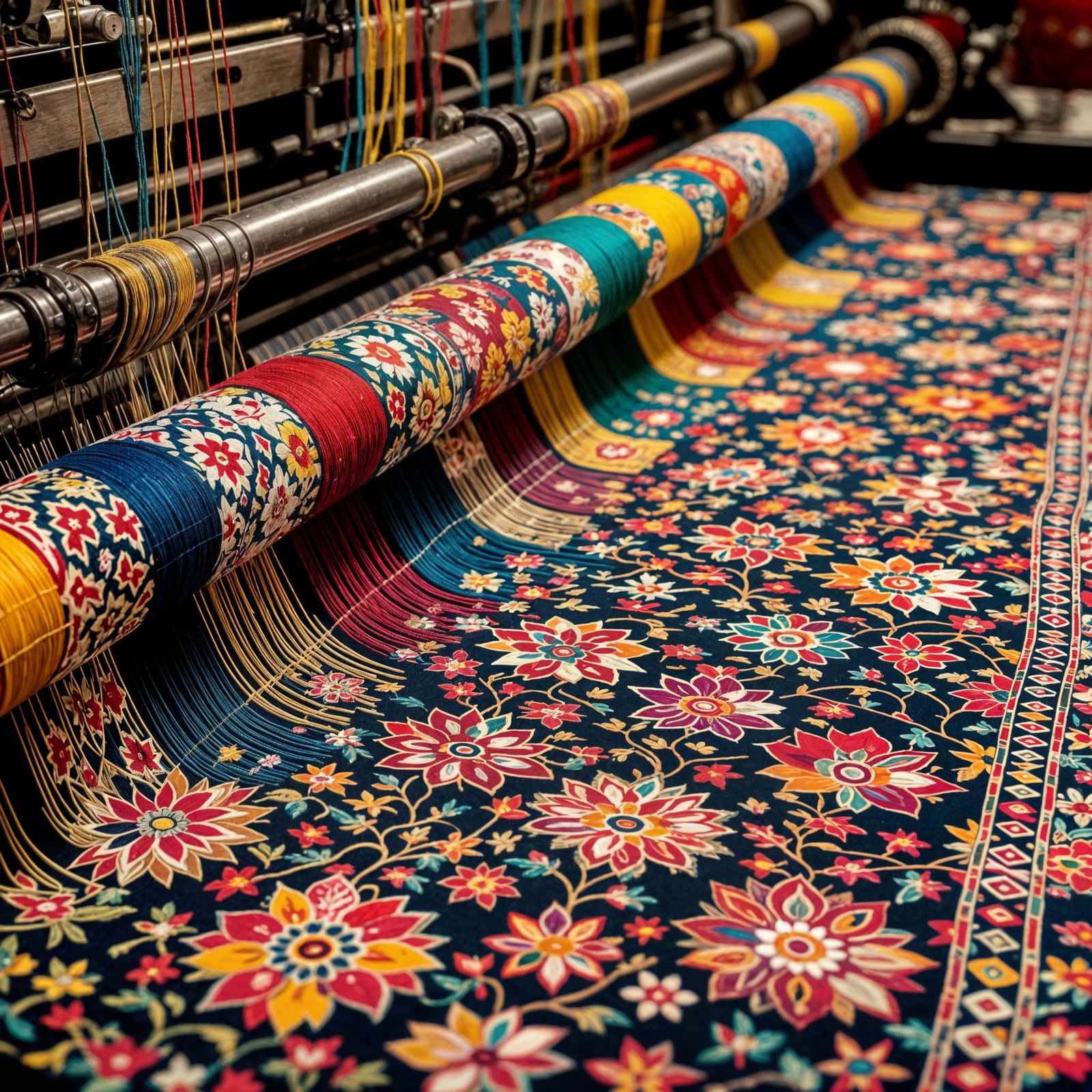 Intricate Indian Textile Designs Woven by Machines