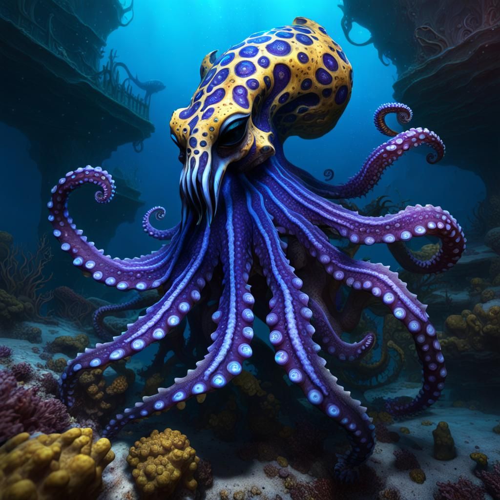 Menacing Dark Siren with Octopus Markings