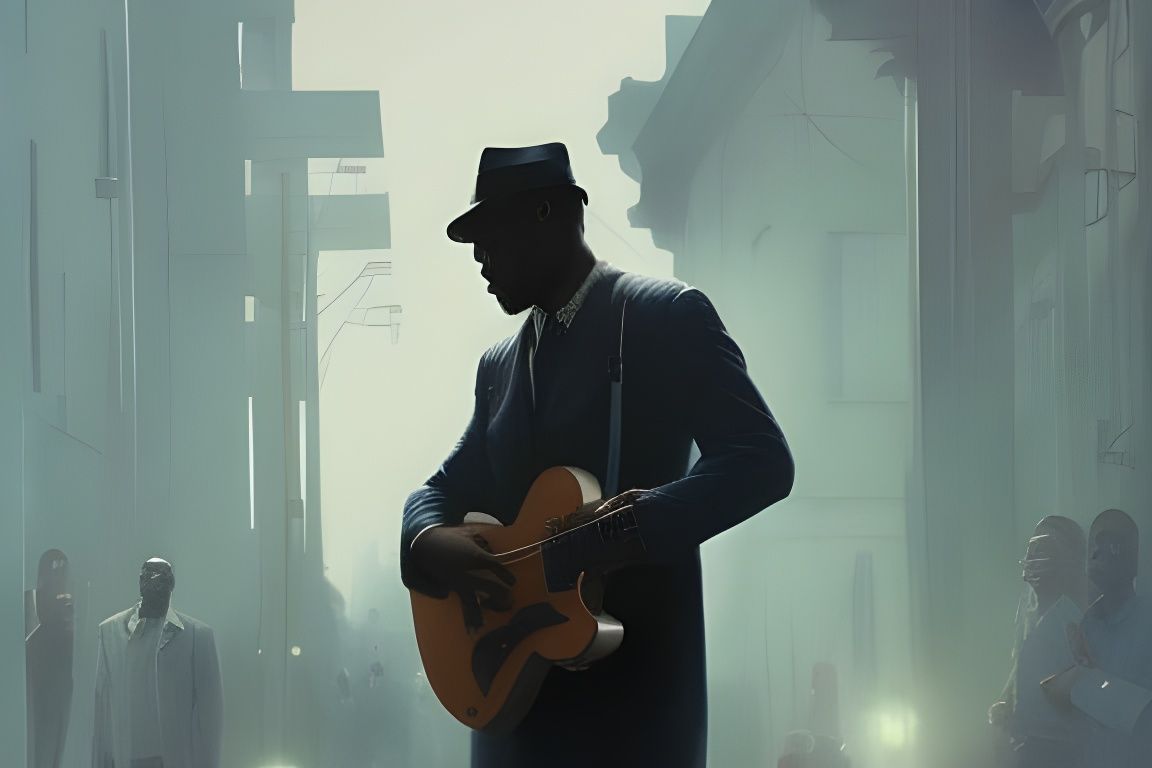 Blues Musician in Film Noir Style