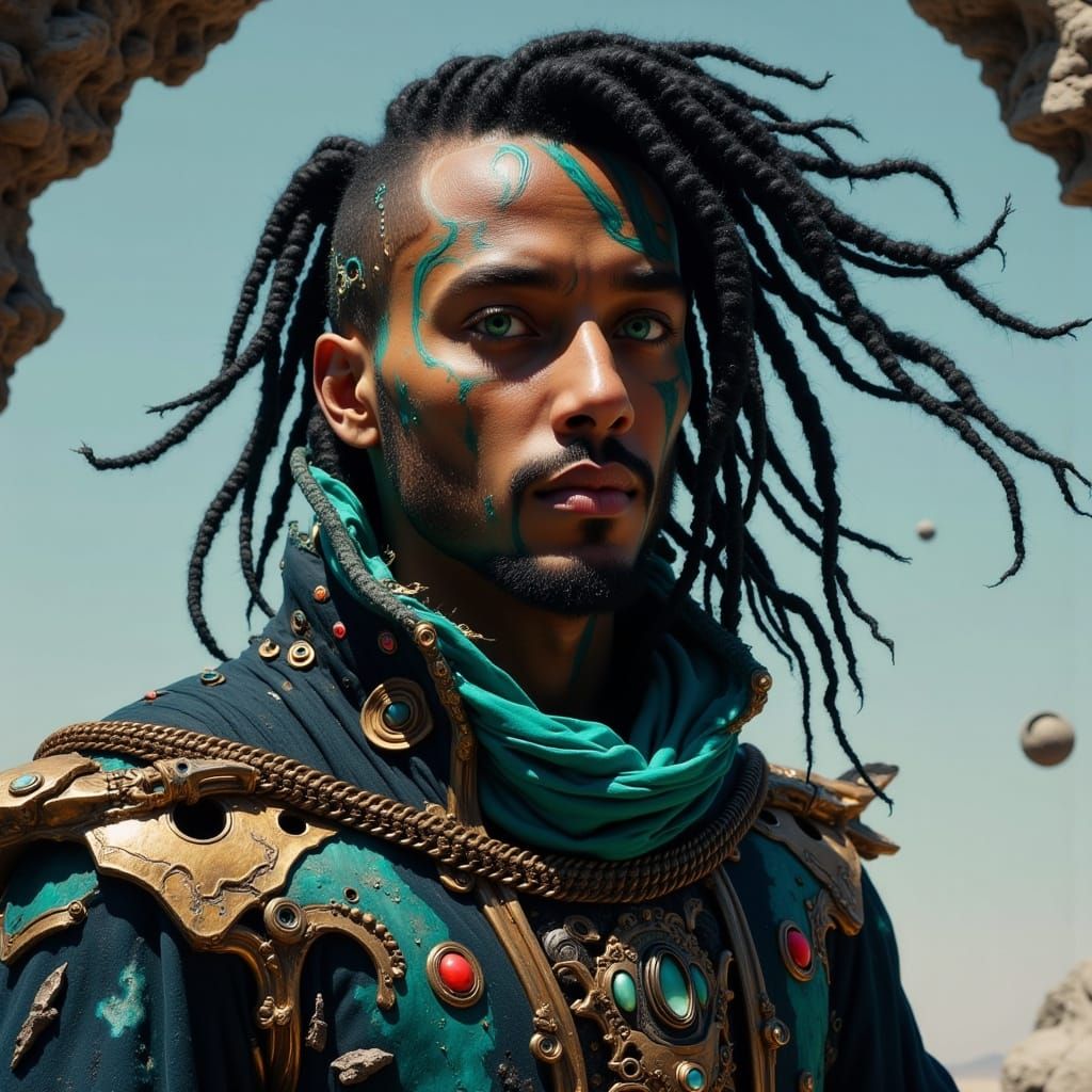 Cyberpunk Hero Rook Azurethorne in Zero-G Orbit