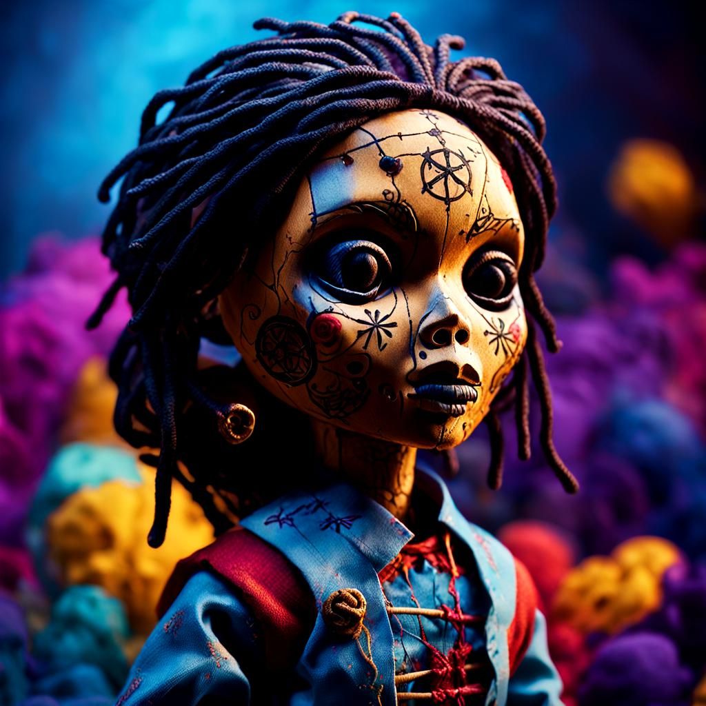 Voodoo Doll Breaks Free: Hyperrealistic Concept Art