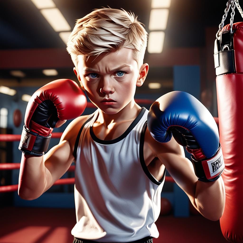 Dramatic Boxing Concept Art of Young Fighter