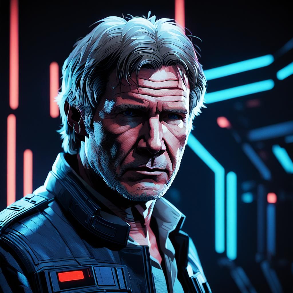Cyberpunk Han Solo Portrait in 3D Digital Art