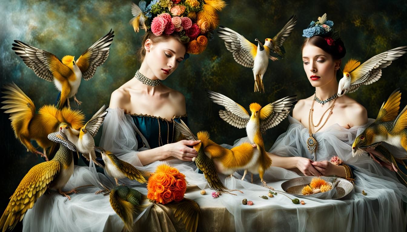 Surreal Alien Restaurant Celebration in Magical Realism