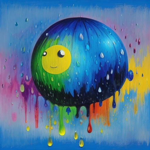 Vibrant Abstract Raindrop Creature