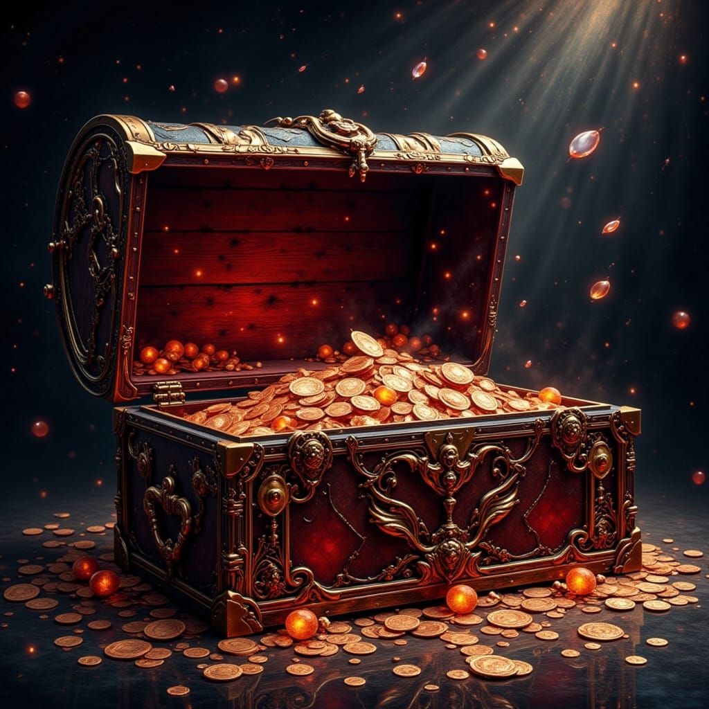 Eerie Treasure Chest in Grungy Oil Painting Style