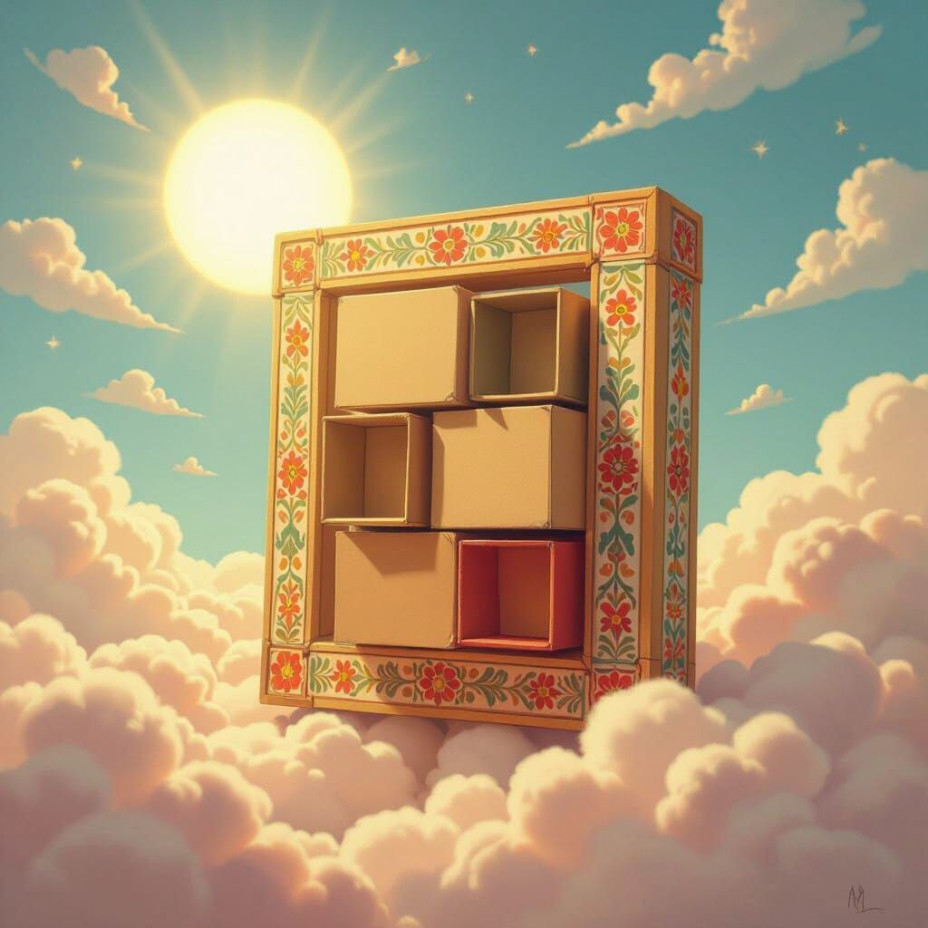 Whimsical Frame with Empty Boxes in Doolittle Style