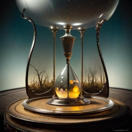 Surreal Hourglass in Salvador Dali and Tim Burton Style